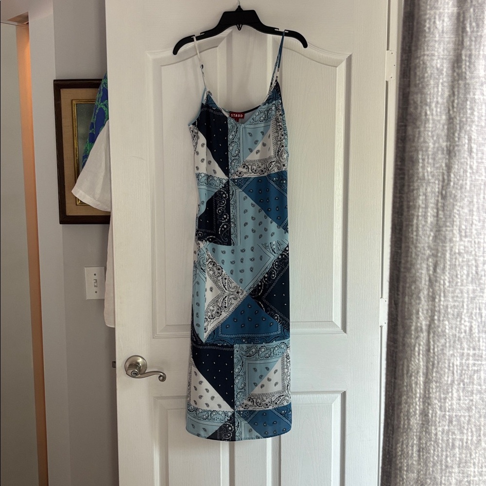 STAUD Multicolor Patchwork slip Dress